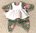 grün-geblümtes Baby-Kleid mit Pumphose für Puppen von ca. 19 cm