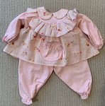 rosa Babykombination für Puppen von 50-55 cm